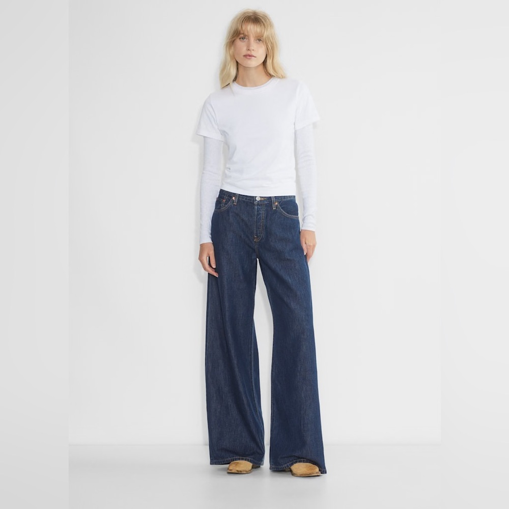 Re/Done Women's Dark Blue Wide Leg Jeans